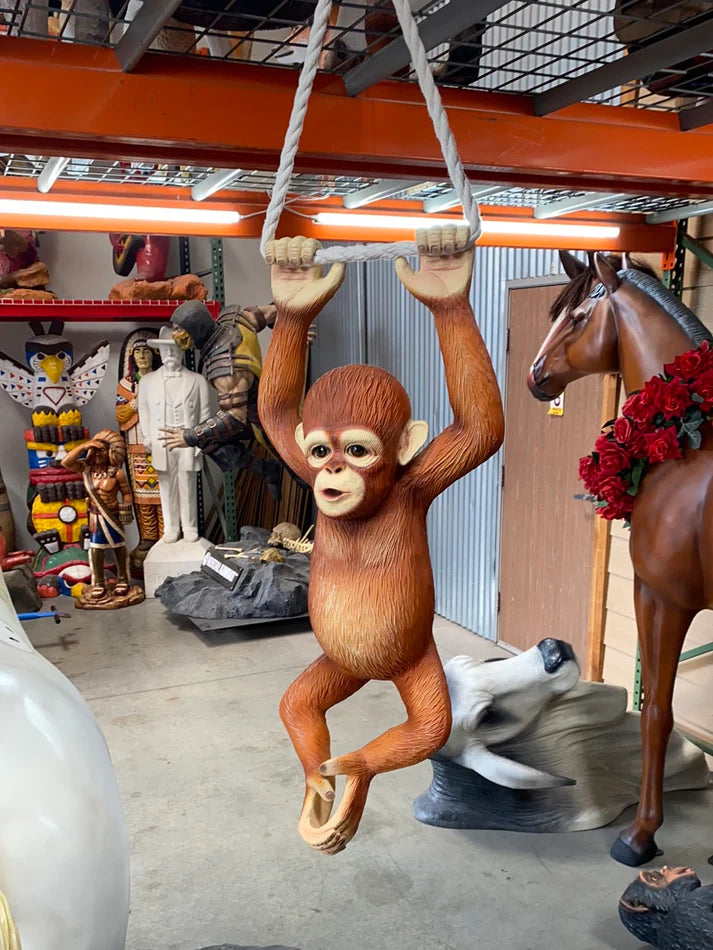 Baby Orangutan Hanging Life Size Statue