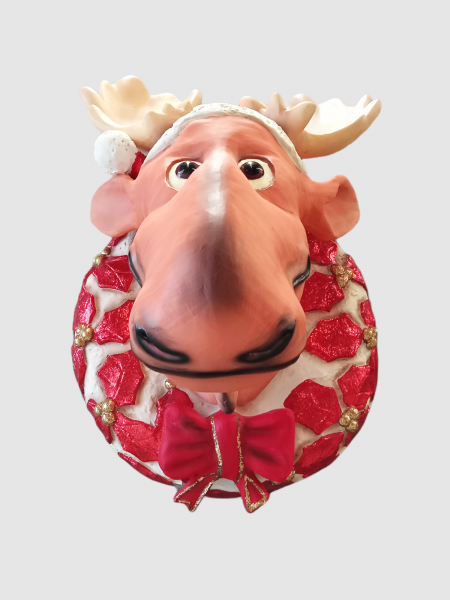 Funny Christmas Moose Head Life Size Statue