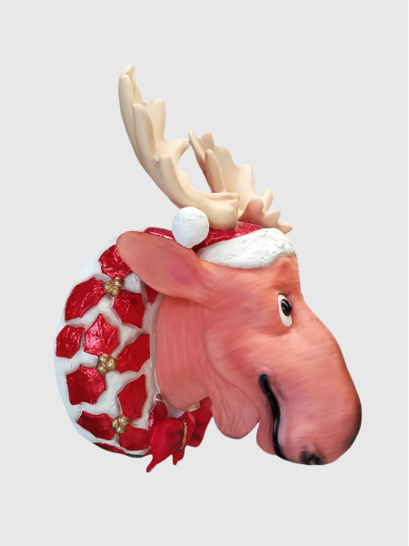 Funny Christmas Moose Head Life Size Statue