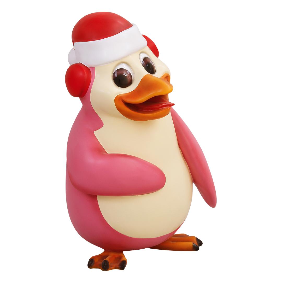 Comic Penguin With Ear Muffs Life Size Statue