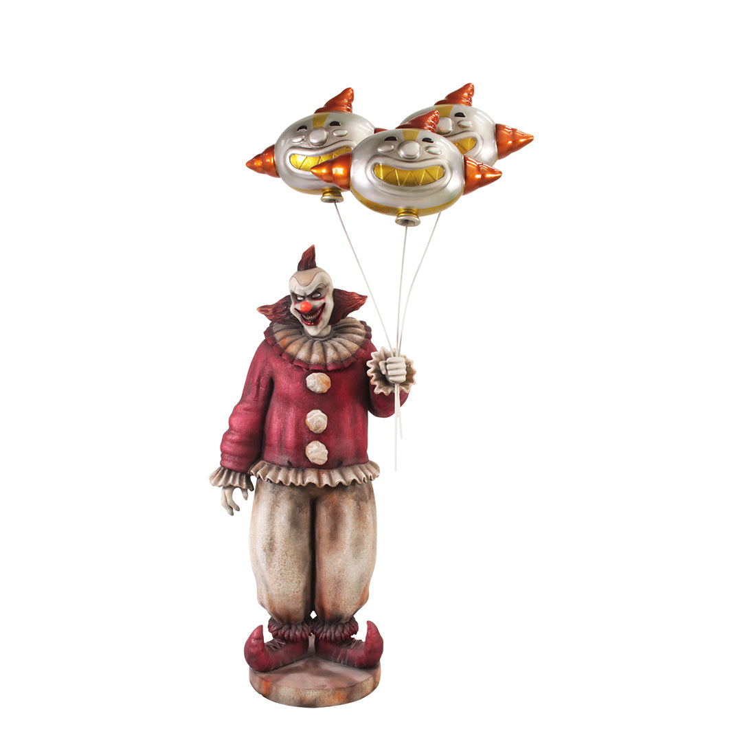 Scary Clown Holding Balloons Life Size Statue