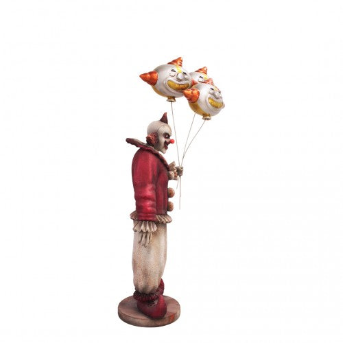 Scary Clown Holding Balloons Life Size Statue