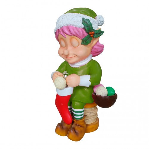 Elf Girl Knitting Life Size Statue