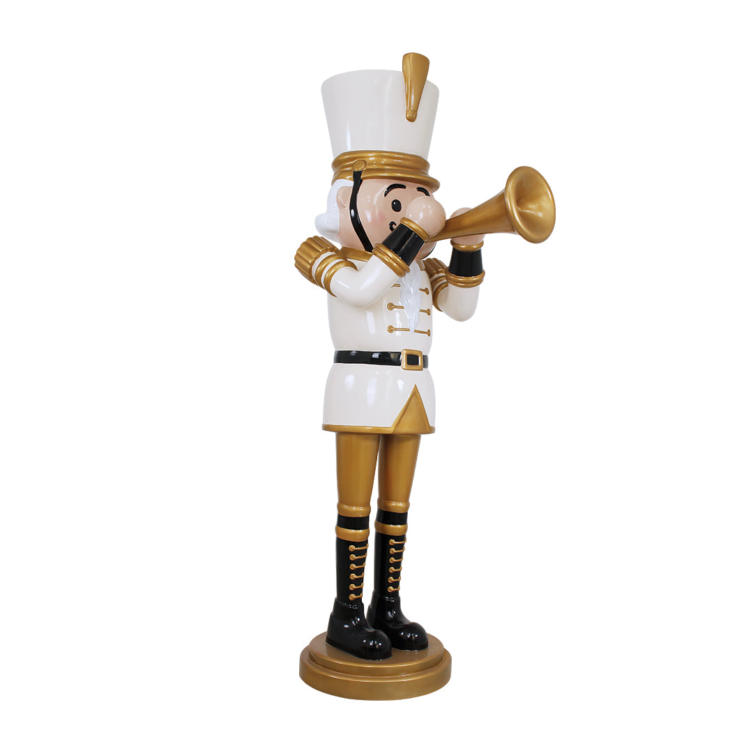 Nutcracker Trumpet White/Gold Life Size Statue