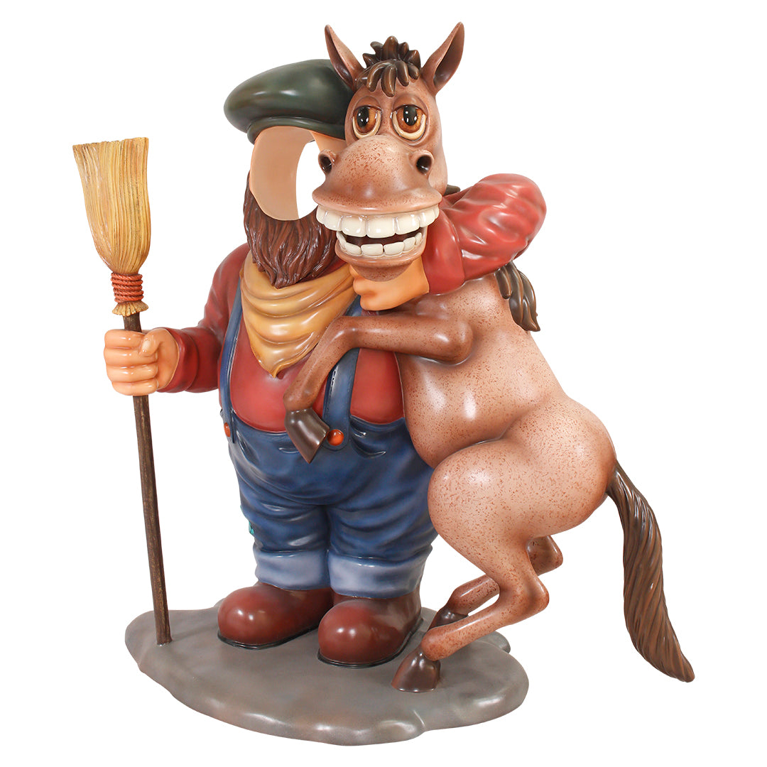 Farmer With Donkey Photo Op Statue