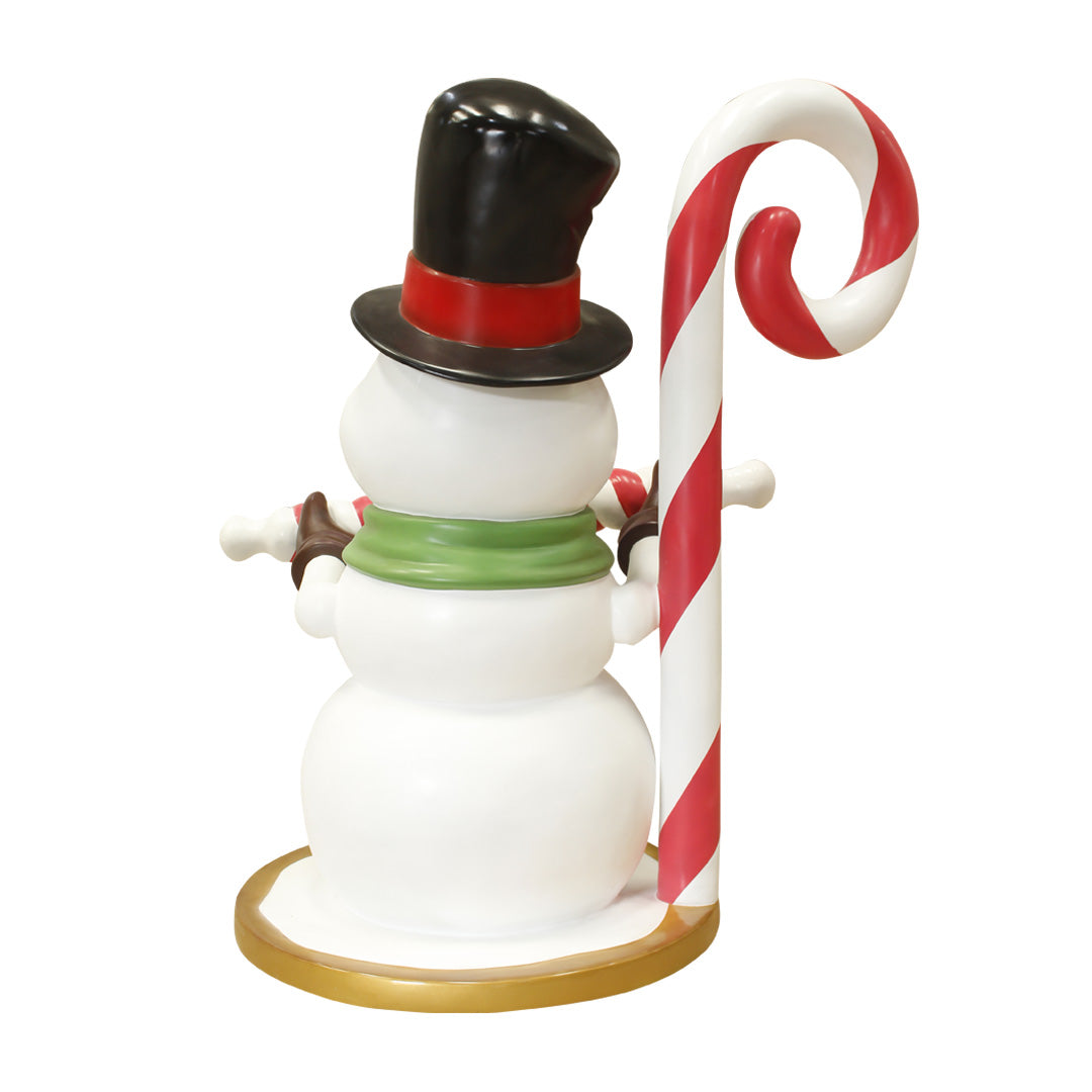 Snowman Candy Cane Over Sized Statue