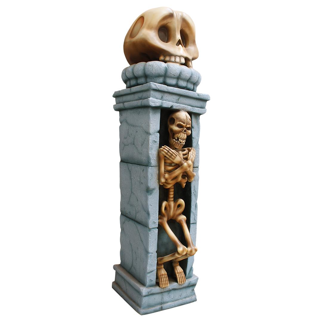 Skeleton In Pillar Over Sized Statue