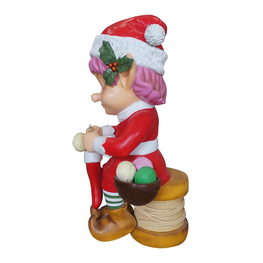 Elf Girl Knitting Life Size Statue