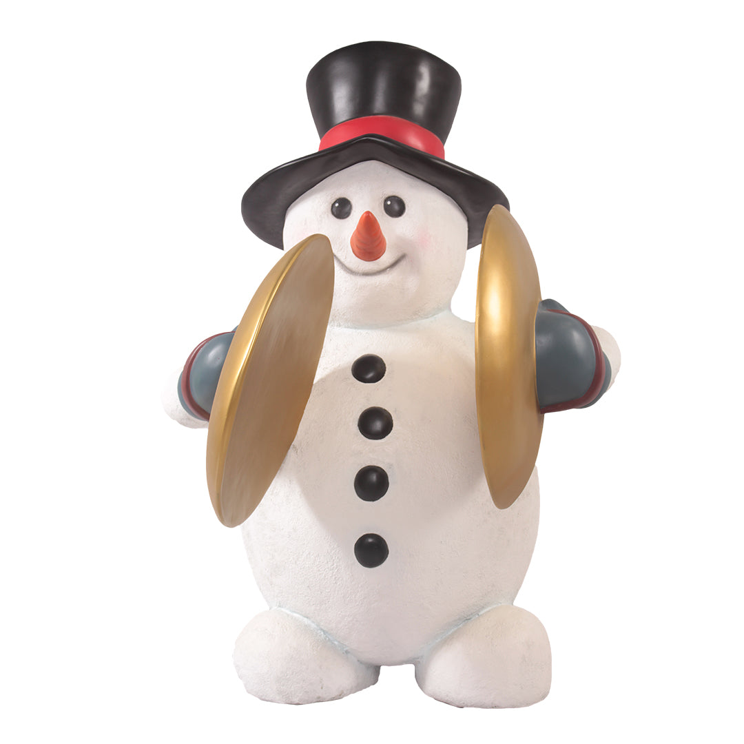 Snowman Playing Cymbals Life Size Statue