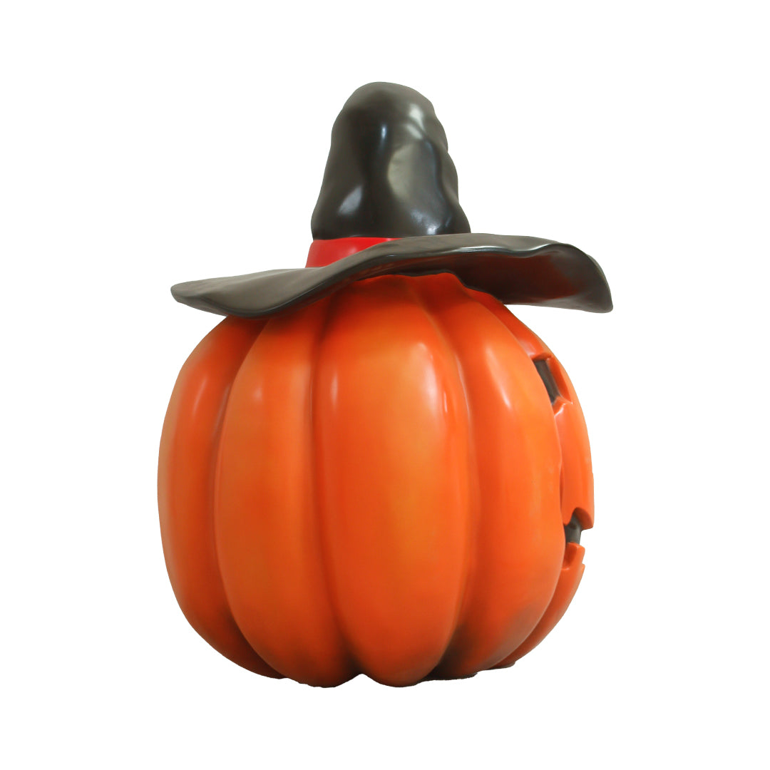Pumpkin Wearing Witch Hat Over Sized Statue