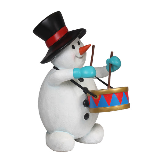 Snowman Playing Drum Life Size Statue