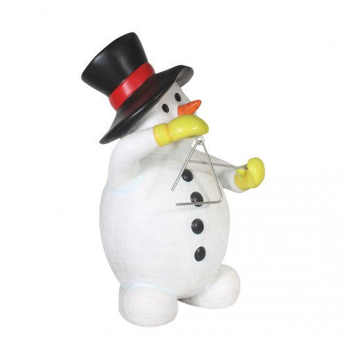 Snowman Playing Triangle Life Size Statue