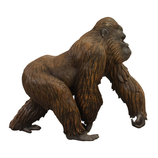 Brown Gorilla Walking Life Size Statue