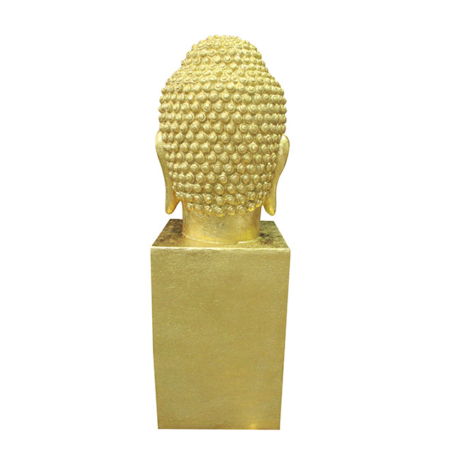 Gold Buddha Head On Large Base Over Sized Statue