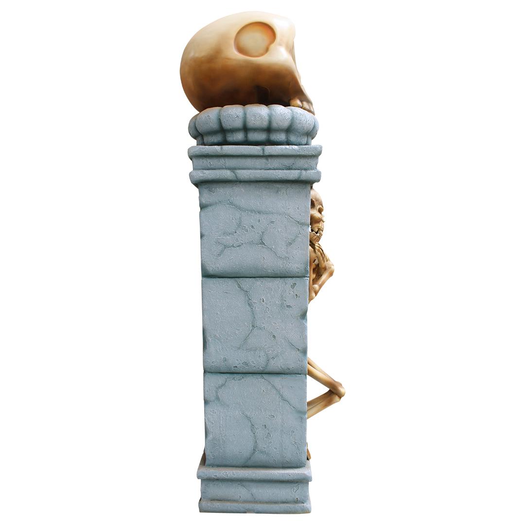 Skeleton In Pillar Over Sized Statue