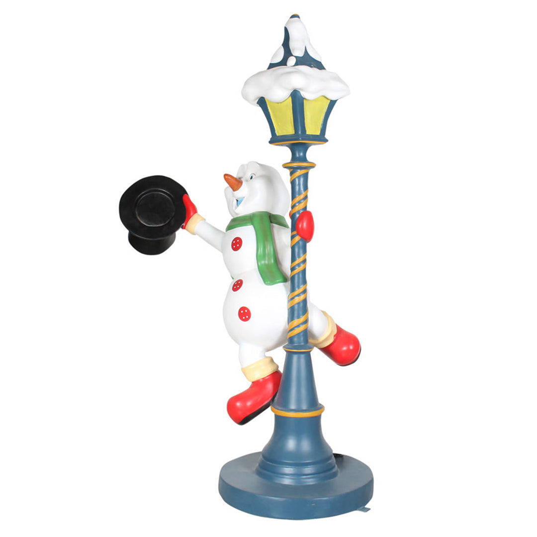 Snowman On Light Post Over Sized Statue