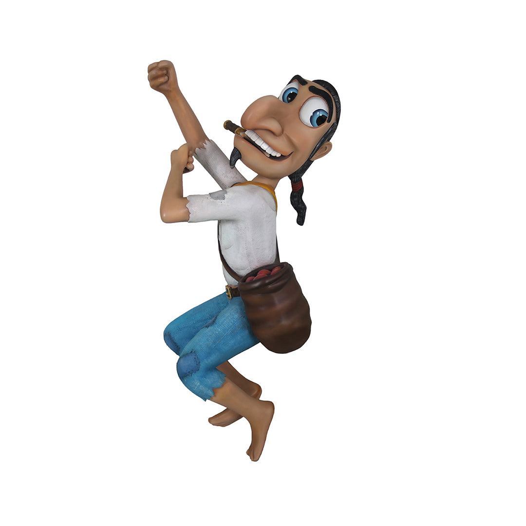 Comic Pirate Santiago Climbing Life Size Statue