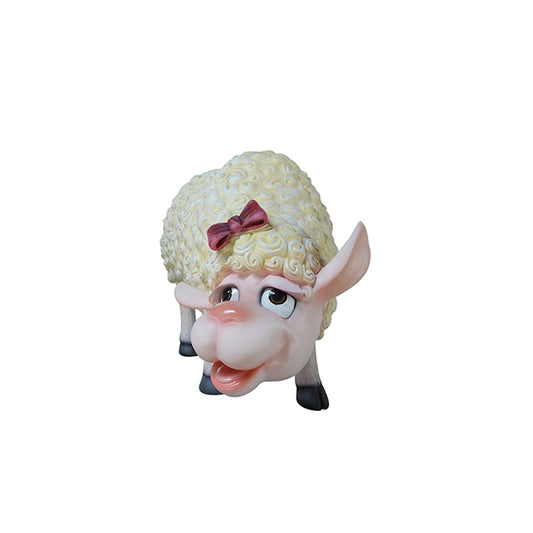 Comic Female Sheep Ewe Eating Life Size Statue