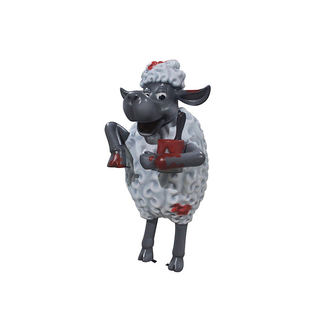 Comic Sheep With Red Paint Life Size Statue