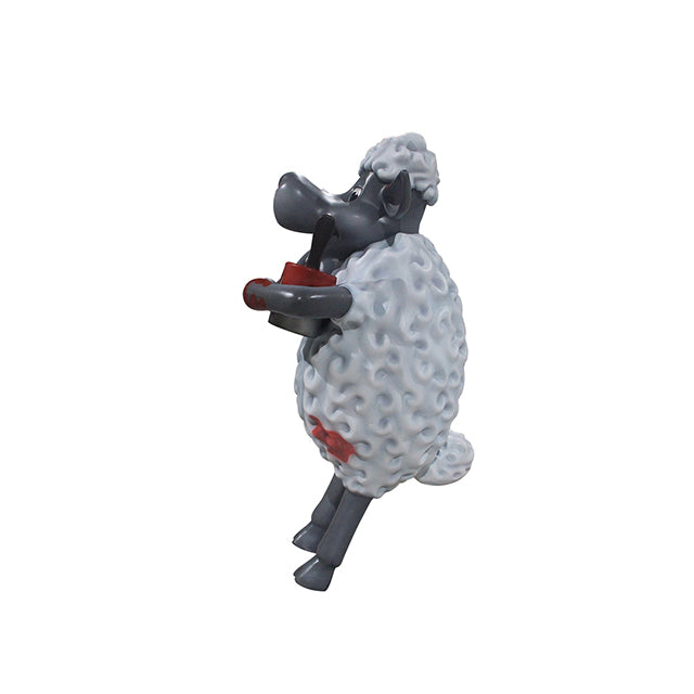 Comic Sheep With Red Paint Life Size Statue