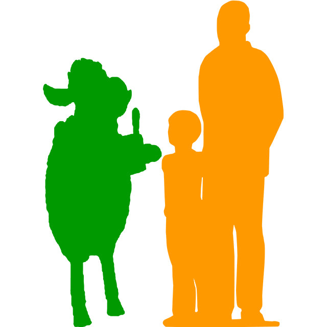 Comic Sheep With Red Paint Life Size Statue