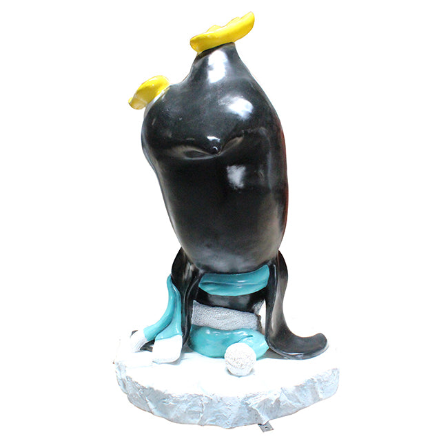 Comic Penguin Upside Down Life Size Statue