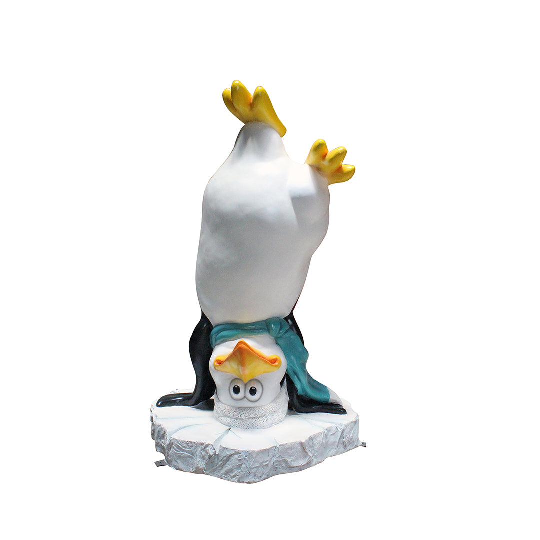Comic Penguin Upside Down Life Size Statue