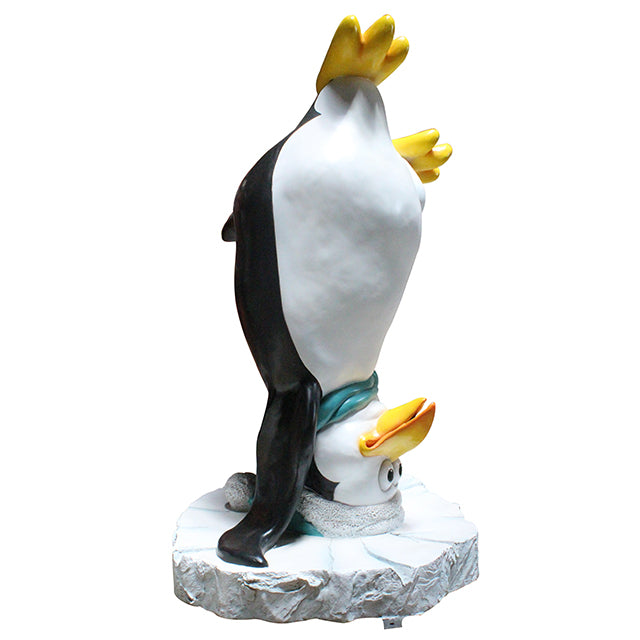 Comic Penguin Upside Down Life Size Statue