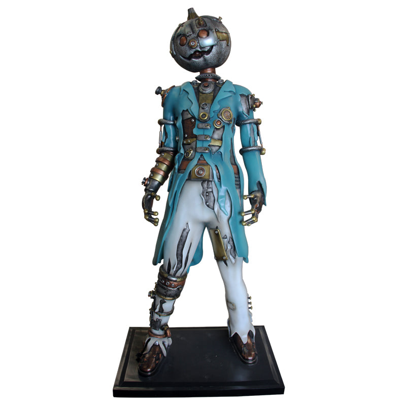 Comic Steampunk Robot Pumpkin Life Size Statue