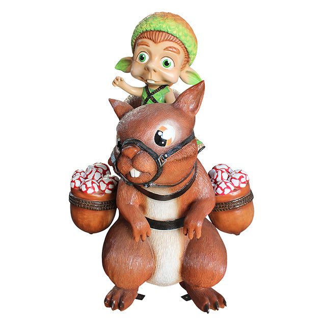 Comic Acorn Riding Squirrel Life Size Statue