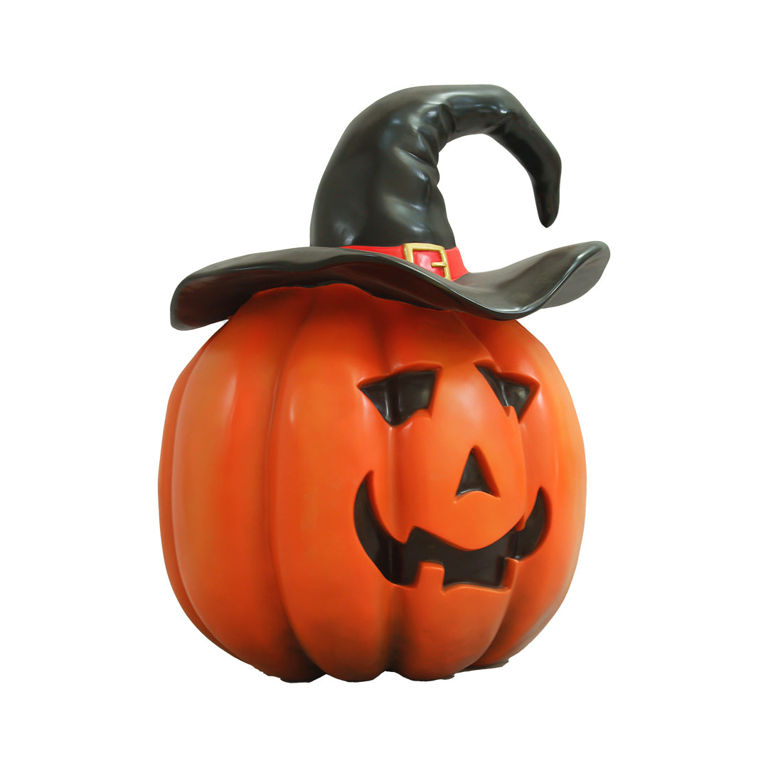 Pumpkin Wearing Witch Hat Over Sized Statue
