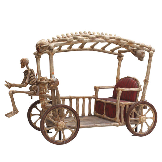 Skeleton Carriage 2 Seater Photo Op Statue