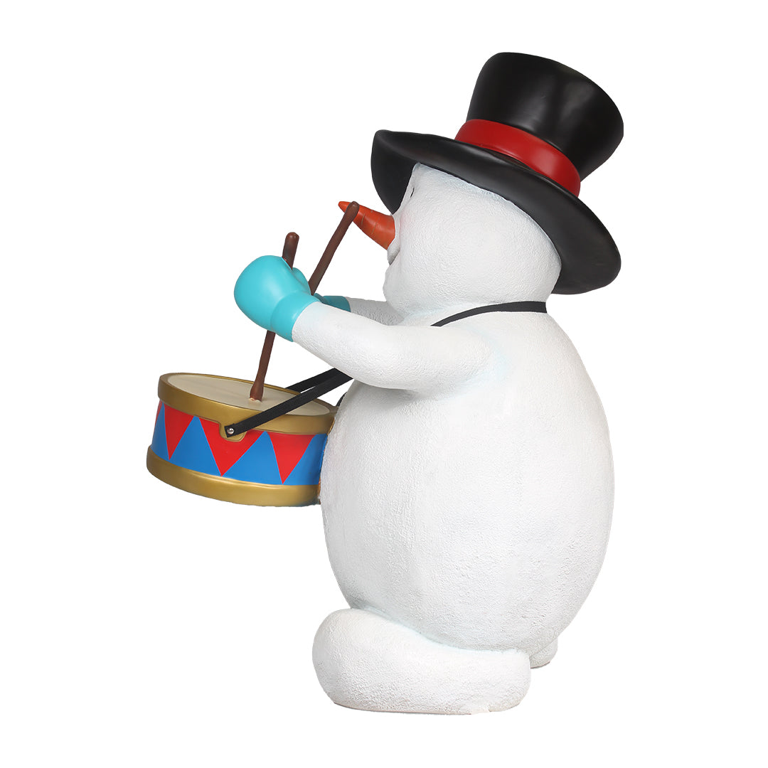 Snowman Playing Drum Life Size Statue