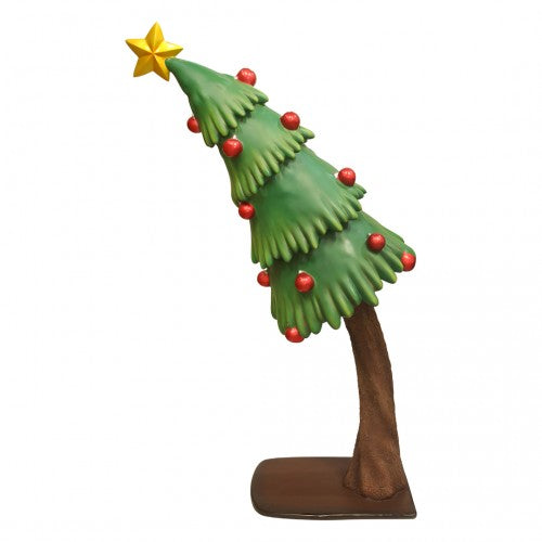 Christmas Tree Leaning Over Sized Statue