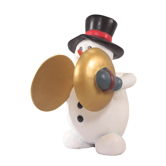 Snowman Playing Cymbals Life Size Statue