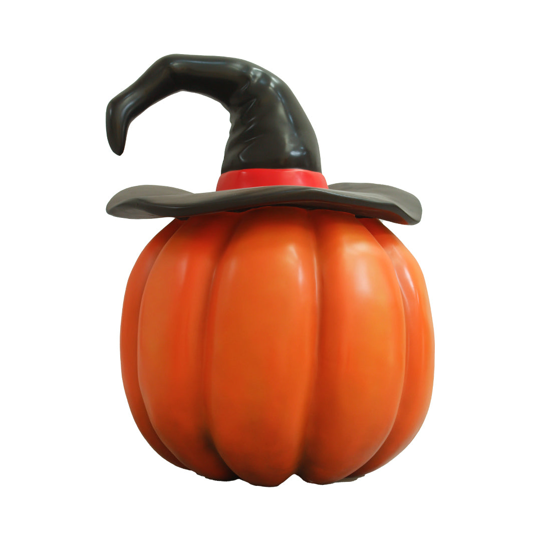 Pumpkin Wearing Witch Hat Over Sized Statue