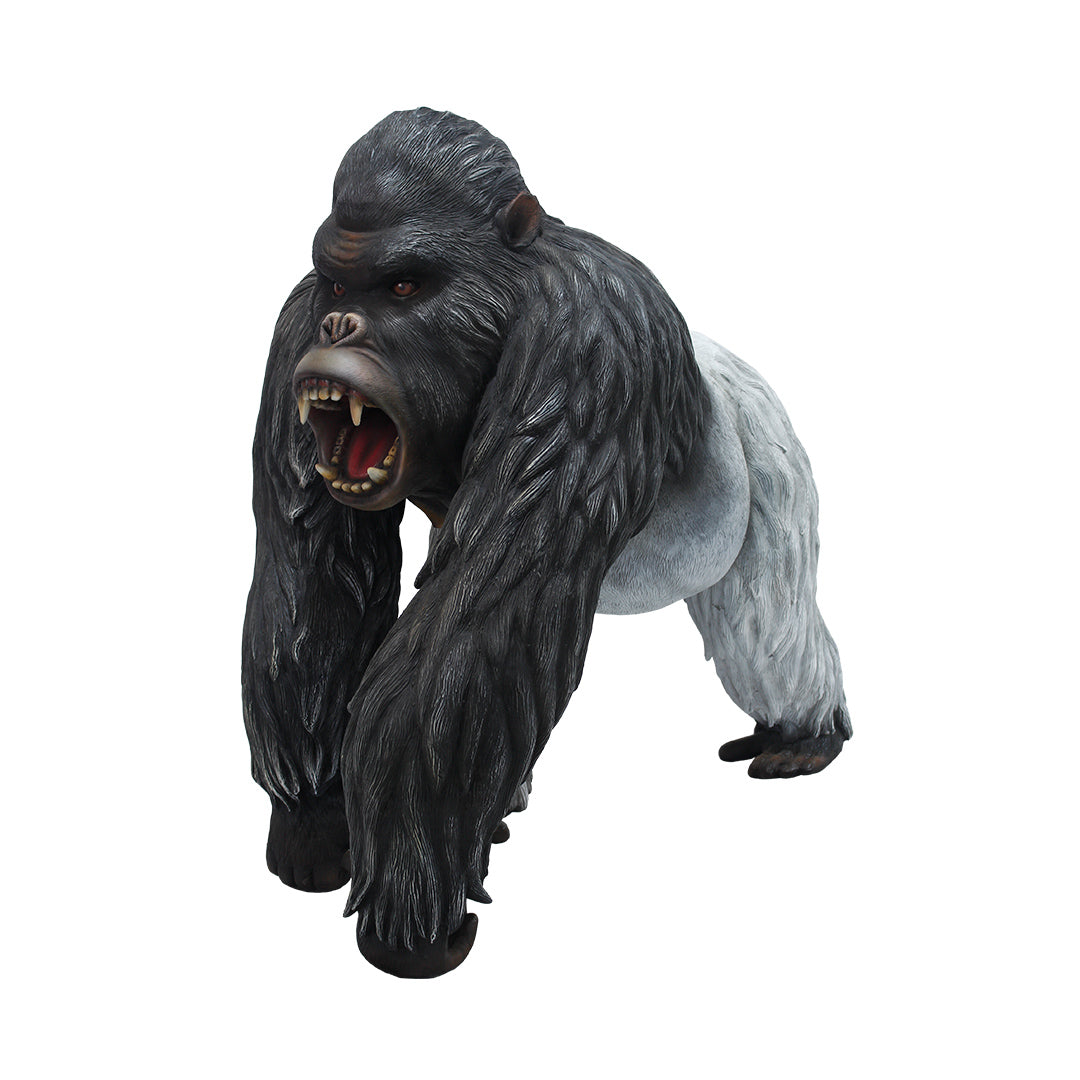 Silverback Gorilla Yelling Life Size Statue