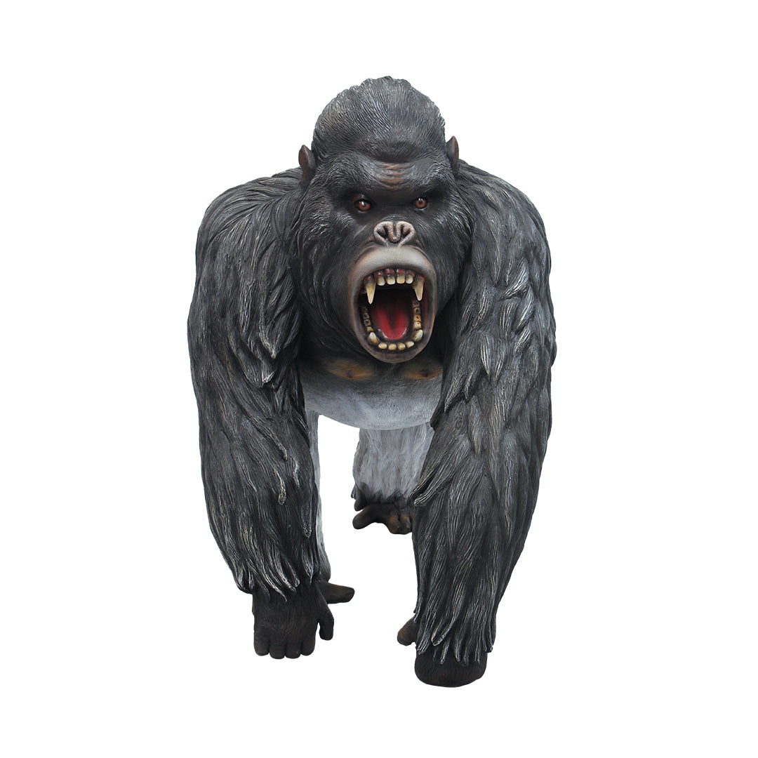 Silverback Gorilla Yelling Life Size Statue