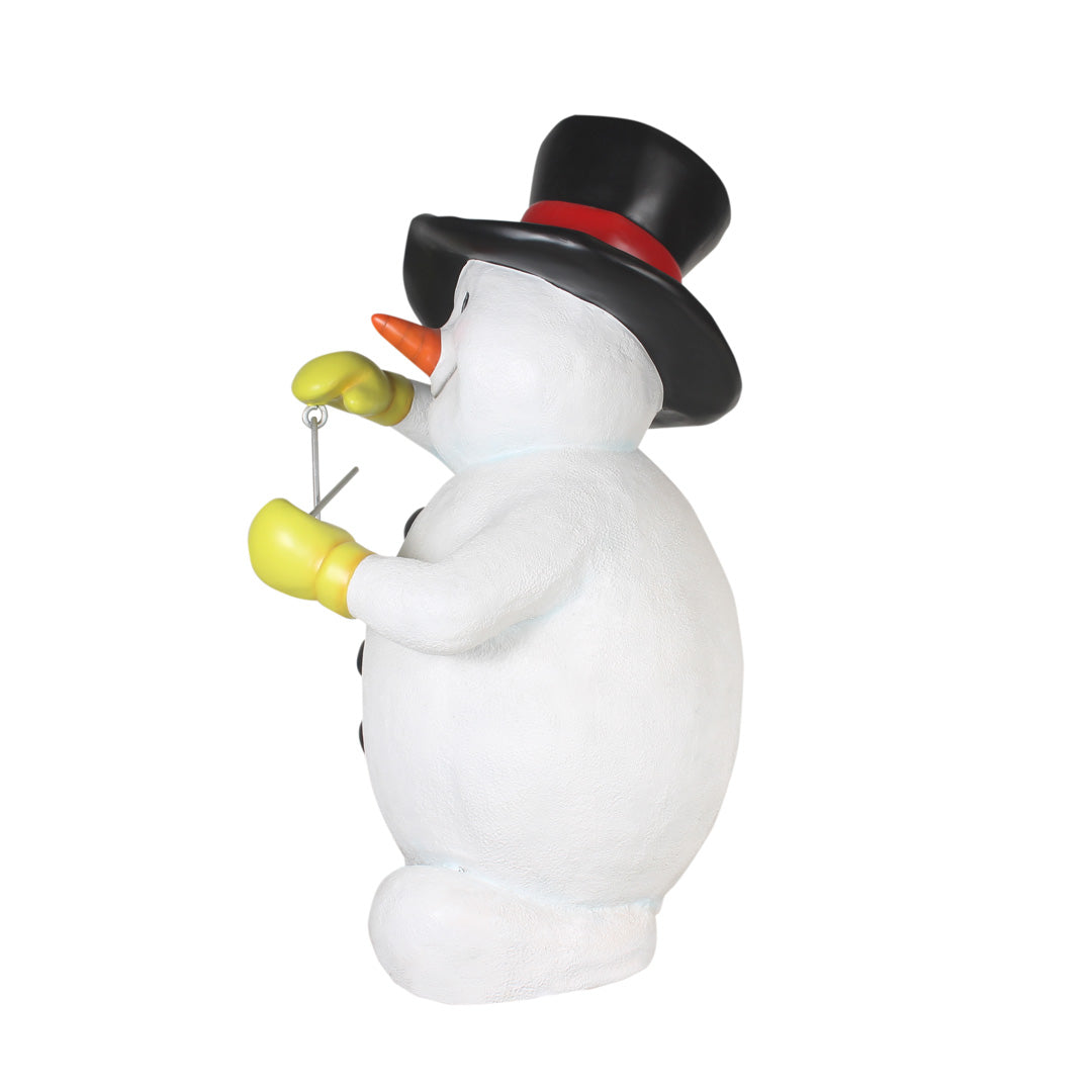Snowman Playing Triangle Life Size Statue