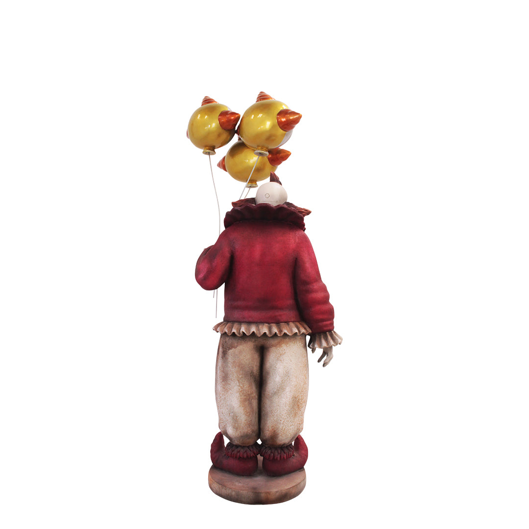 Scary Clown Holding Balloons Life Size Statue