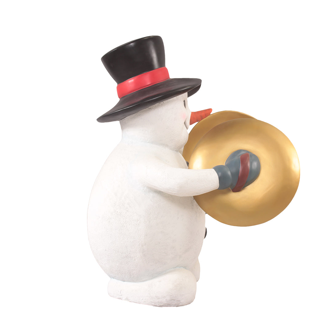 Snowman Playing Cymbals Life Size Statue