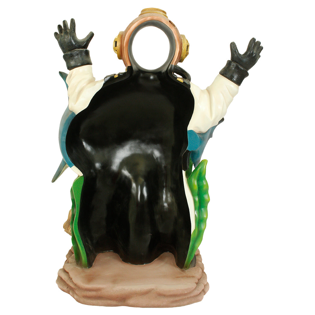 Diver With Shark Photo Op Statue