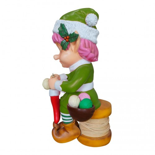 Elf Girl Knitting Life Size Statue