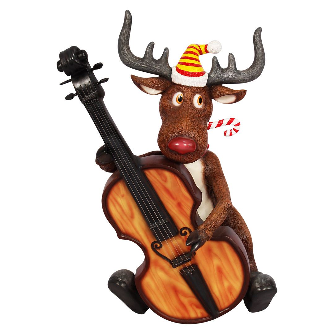 Reindeer Playing Cello Over Sized Statue