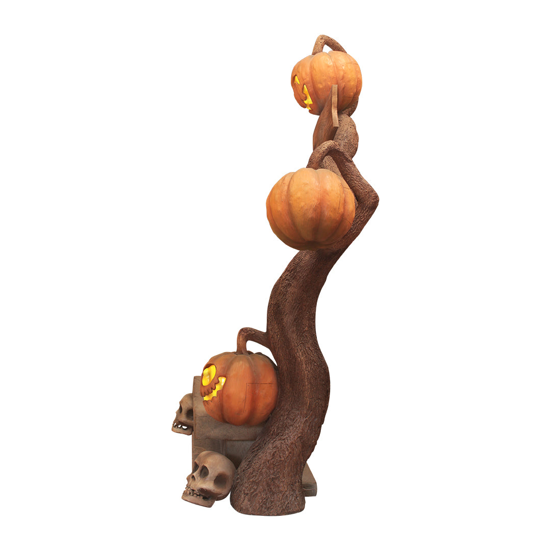 Graveyard Pumpkin Tree Bench Over Sized Statue