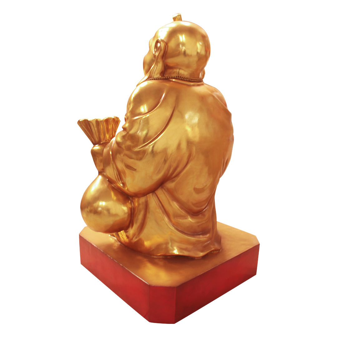 Buddha On Base Laughing Life Size Statue