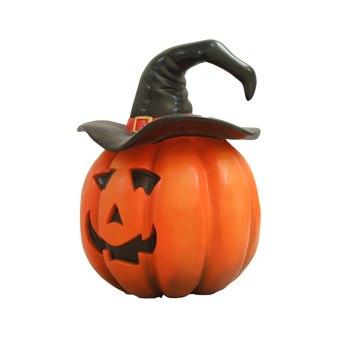 Pumpkin Wearing Witch Hat Over Sized Statue