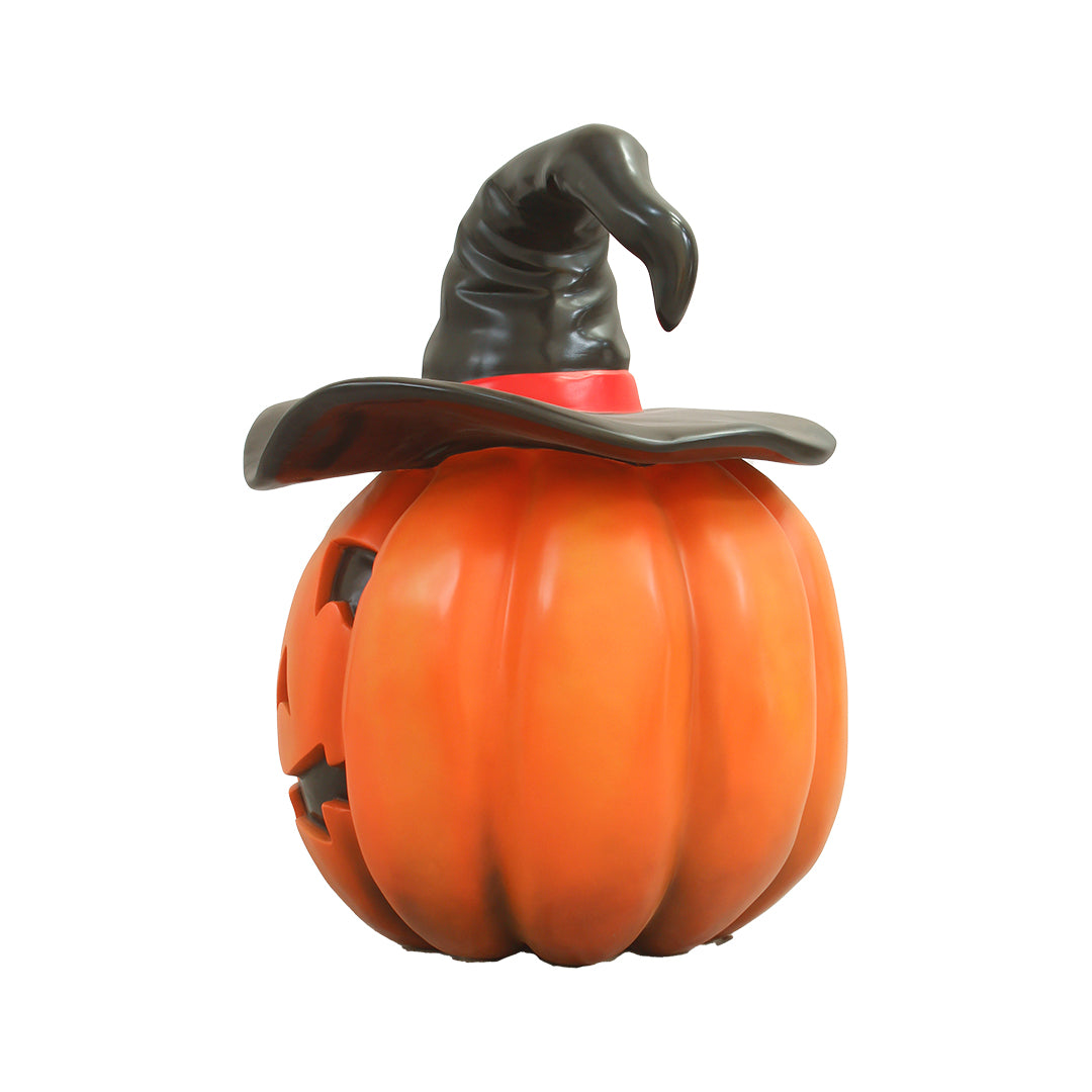 Pumpkin Wearing Witch Hat Over Sized Statue