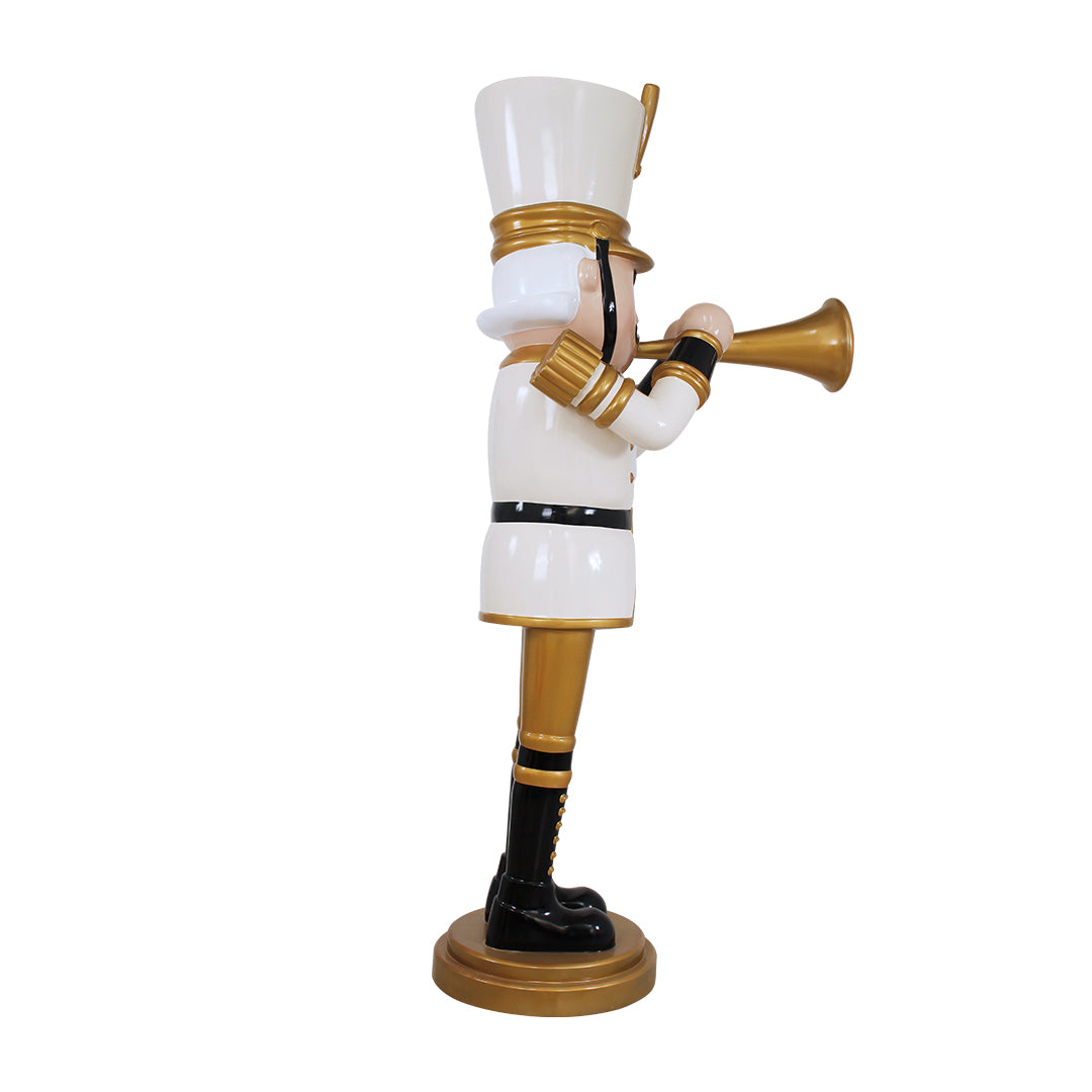 Nutcracker Trumpet White/Gold Life Size Statue