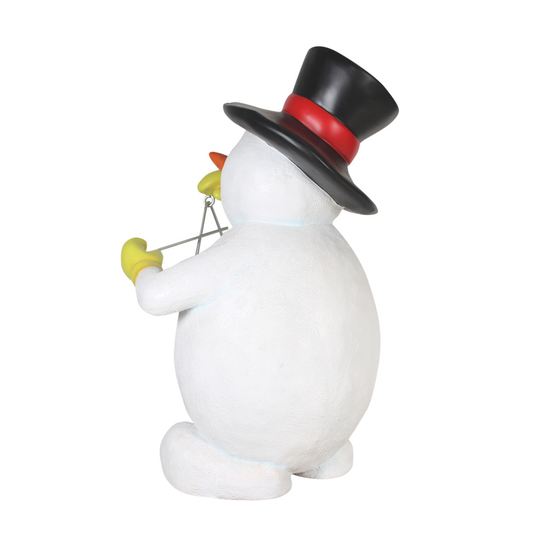 Snowman Playing Triangle Life Size Statue